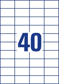 Etiketter på A4-ark, 52,5x29,7 mm, 40 etikett/ 100ark