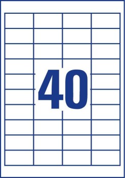 Etiketter på A4-ark, 52,5x29,7 mm, 40 etikett/ 100ark