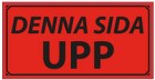 varningsetikett denna sida upp