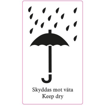 symboletikett skyddas mot väta